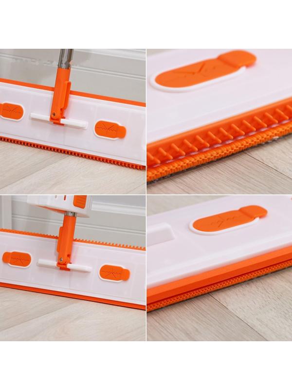 Швабра с отжимом, водосгоном и щёткой Raccoon, 2 насадки из микрофибры 42×11,5 см, стальная ручка 134 см