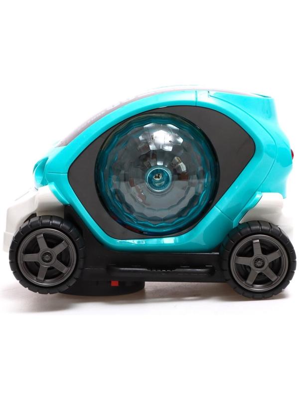 Машина «Диско», диско-шар, свет и звук, работает от батареек, цвет бирюзовый