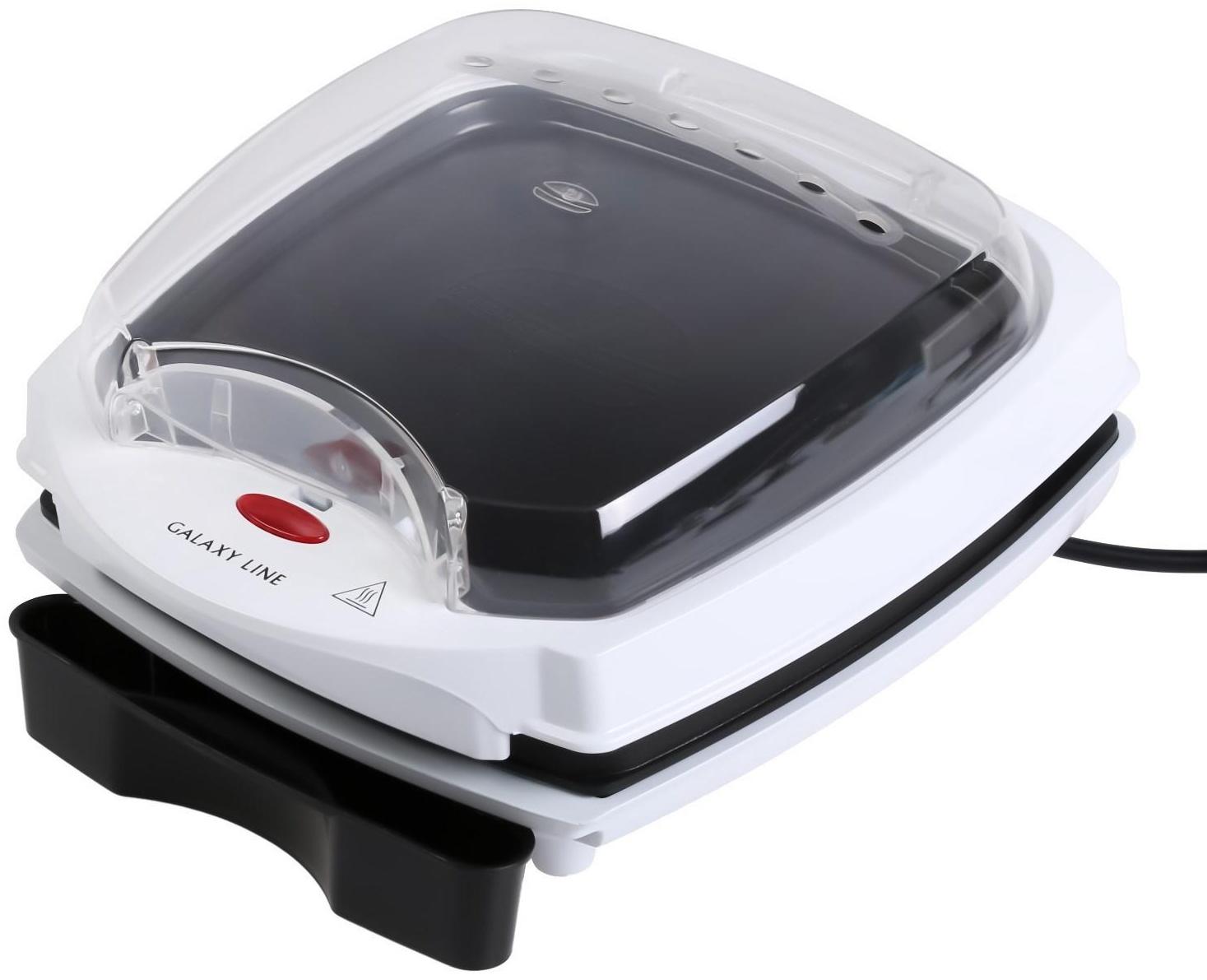 Электрогриль Galaxy GL 2967, 1200 Вт, антипригарное покрытие, 27x30 см, белый