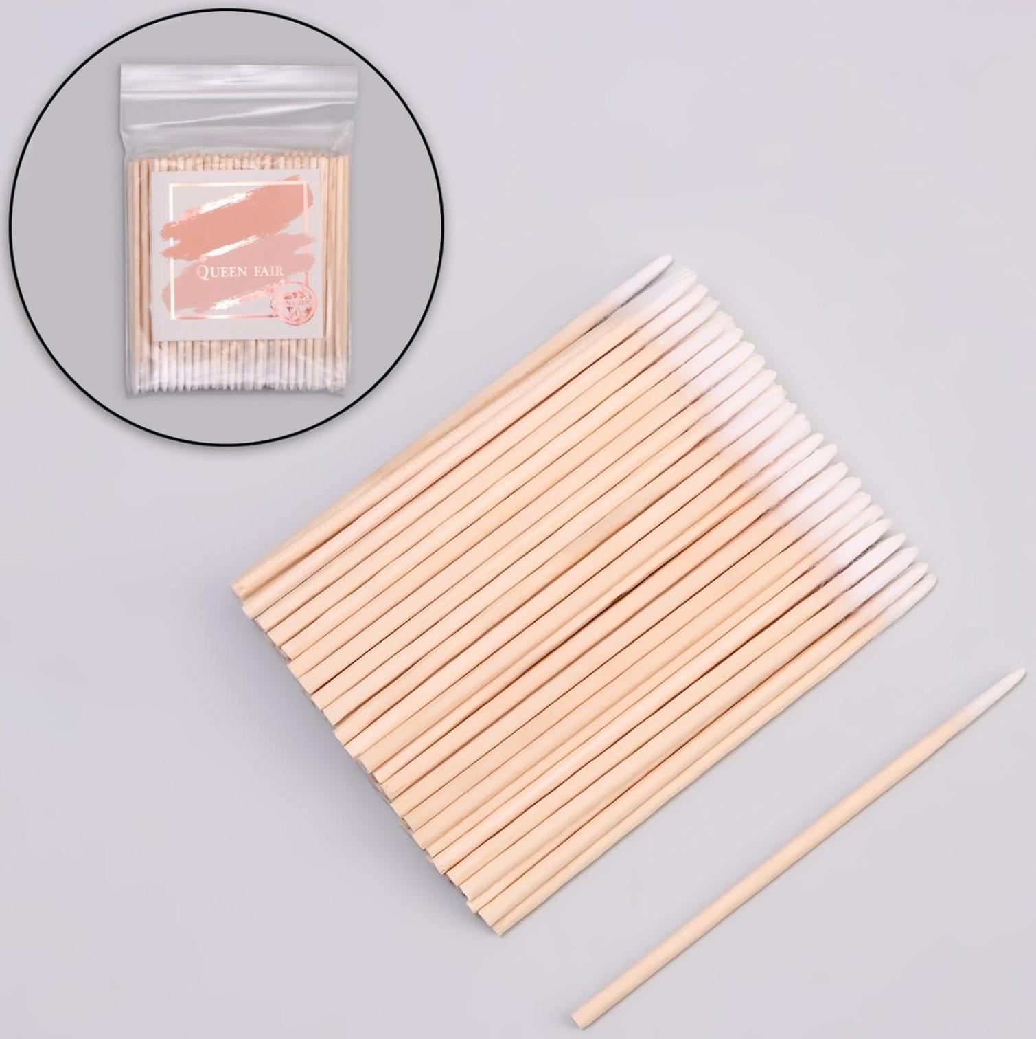 Ватные палочки на деревянной основе, заострённые, 7 см, 100 шт