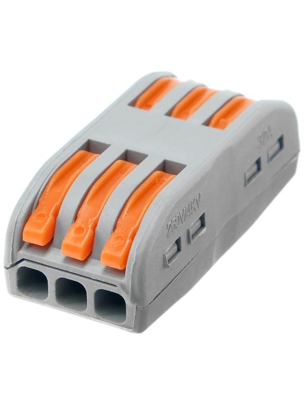 Строительно-монтажная клемма проходная, 32А, 0,08-4 мм2, фаза-ноль-земля, набор 10 шт