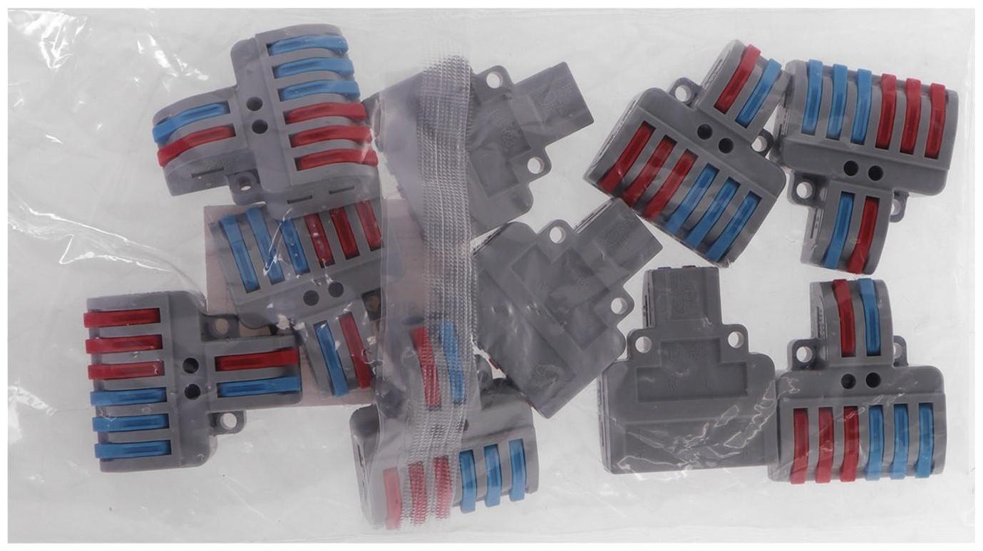 Клемма электрическая проходная, 32А, 0,08-4 мм2, фаза/ноль, 2 ввод 6 вывод, набор 10 шт