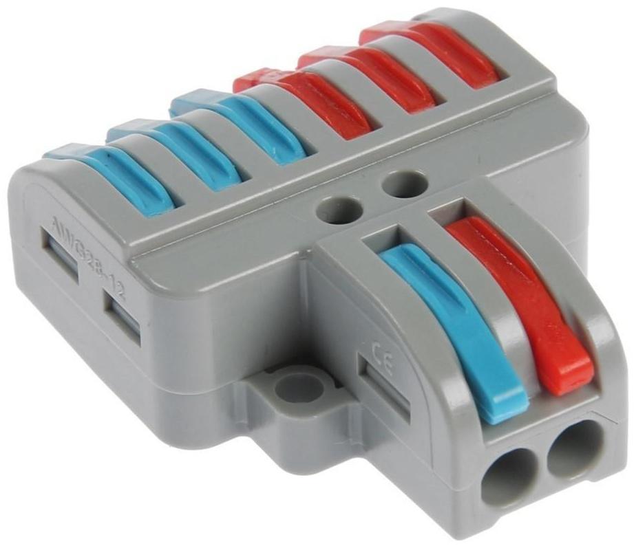 Клемма электрическая проходная, 32А, 0,08-4 мм2, фаза/ноль, 2 ввод 6 вывод, набор 10 шт