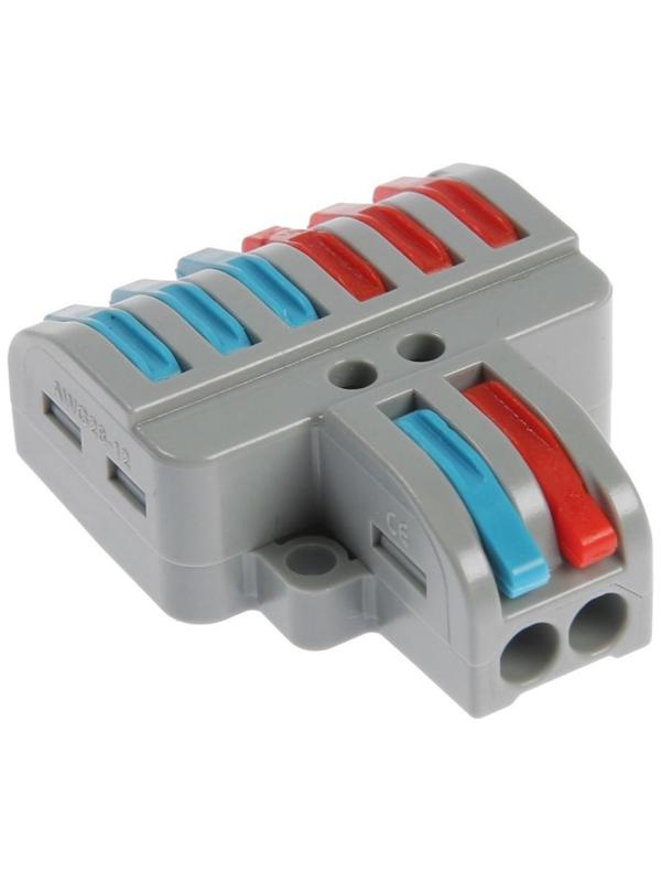 Клемма электрическая проходная, 32А, 0,08-4 мм2, фаза/ноль, 2 ввод 6 вывод, набор 10 шт