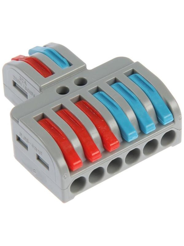 Клемма электрическая проходная, 32А, 0,08-4 мм2, фаза/ноль, 2 ввод 6 вывод, набор 10 шт