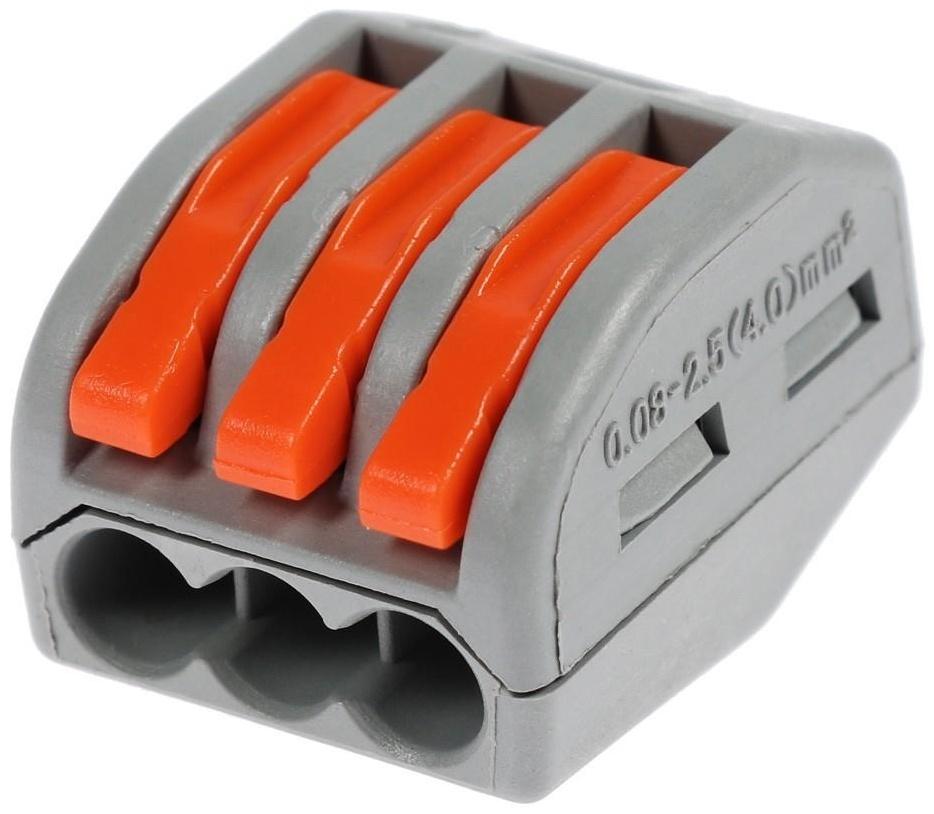 Строительно-монтажная клемма, СК-329, 32А, 0,08-2,5 мм2, 3 отв.,с рычажком, набор 10 шт