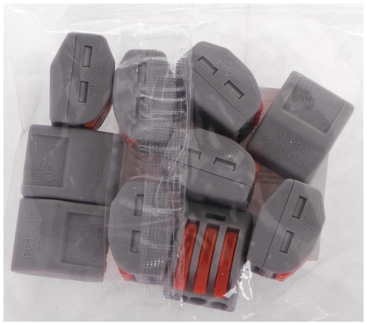 Строительно-монтажная клемма, СК-329, 32А, 0,08-2,5 мм2, 3 отв.,с рычажком, набор 10 шт