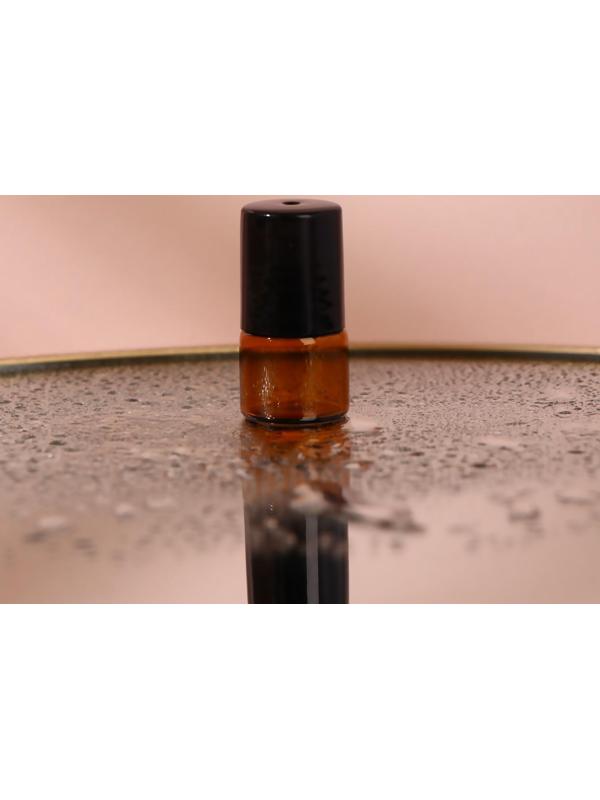 Флакон стеклянный для парфюма, со стеклянным роликом, 1 мл, цвет коричневый/чёрный