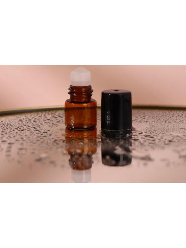 Флакон стеклянный для парфюма, со стеклянным роликом, 1 мл, цвет коричневый/чёрный