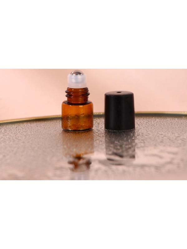 Флакон стеклянный для парфюма, с металлическим роликом, 1 мл, цвет коричневый/чёрный