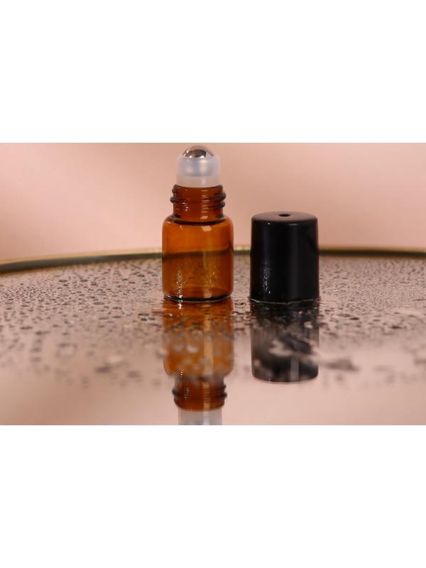 Флакон стеклянный для парфюма, с металлическим роликом, 2 мл, цвет коричневый/чёрный