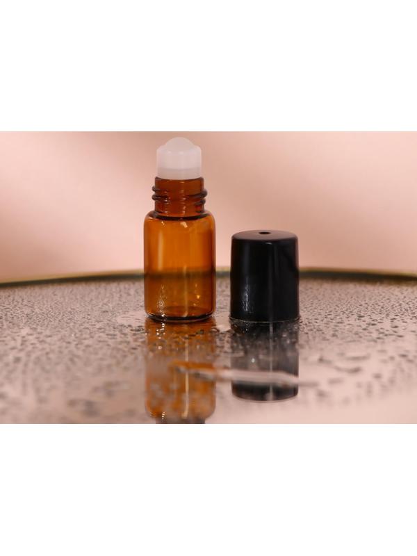 Флакон стеклянный для парфюма, со стеклянным роликом, 3 мл, цвет коричневый/чёрный