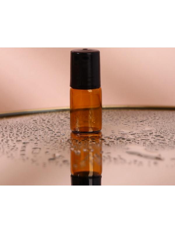 Флакон стеклянный для парфюма, с металлическим роликом, 3 мл, цвет коричневый/чёрный