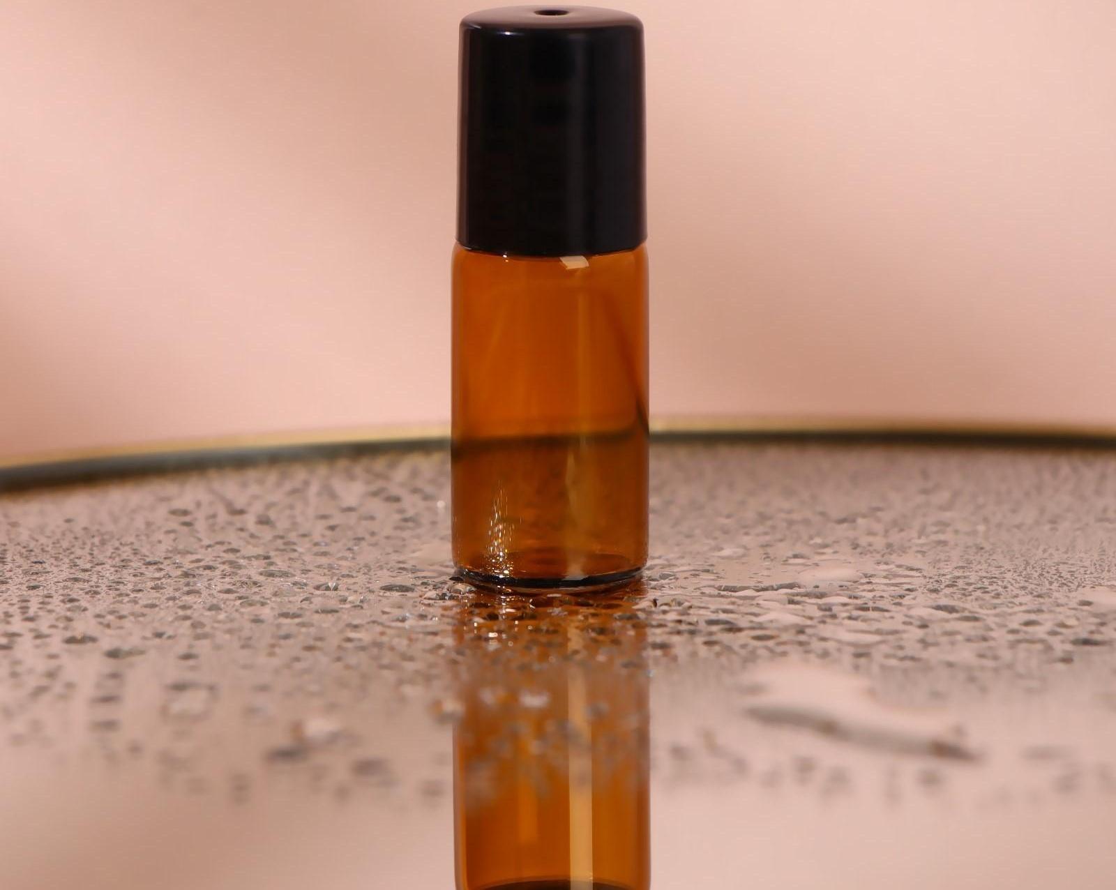 Флакон стеклянный для парфюма, со стеклянным роликом, 4 мл, цвет коричневый/чёрный