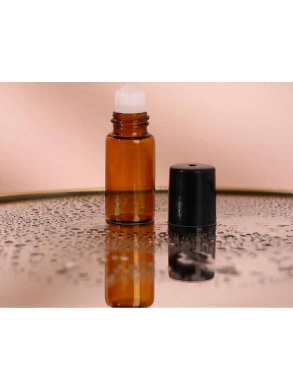 Флакон стеклянный для парфюма, со стеклянным роликом, 4 мл, цвет коричневый/чёрный