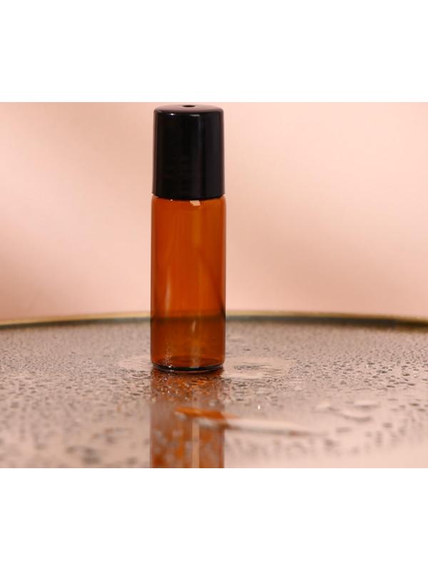 Флакон стеклянный для парфюма, с металлическим роликом, 5 мл, цвет коричневый/чёрный