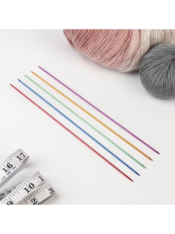 Спицы для вязания, чулочные, из алюминия, d = 2 мм, 25 см, 5 шт, цвет МИКС