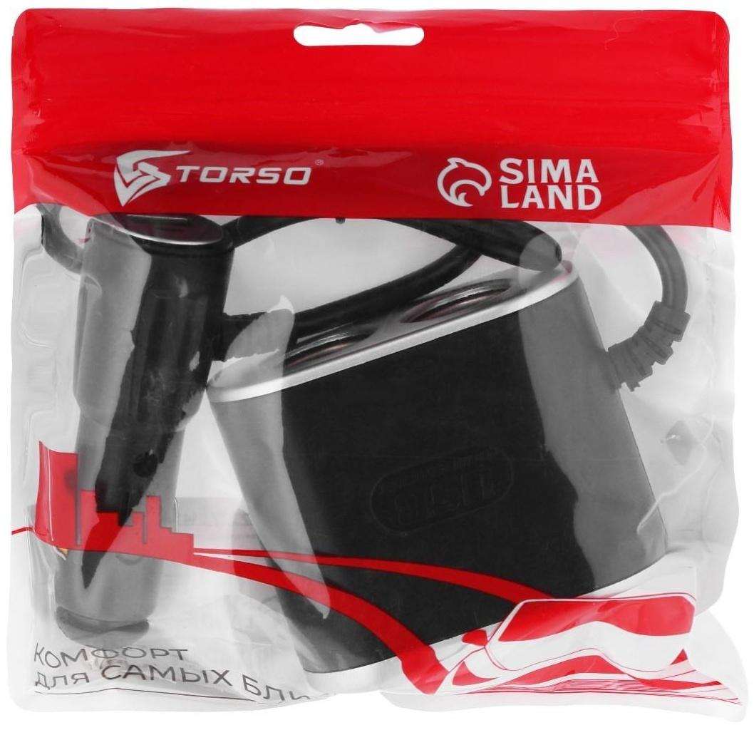 Разветвитель прикуривателя TORSO, 12-24 В, USB 1A, провод 50 см