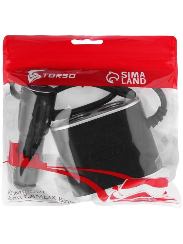 Разветвитель прикуривателя TORSO, 12-24 В, USB 1A, провод 50 см