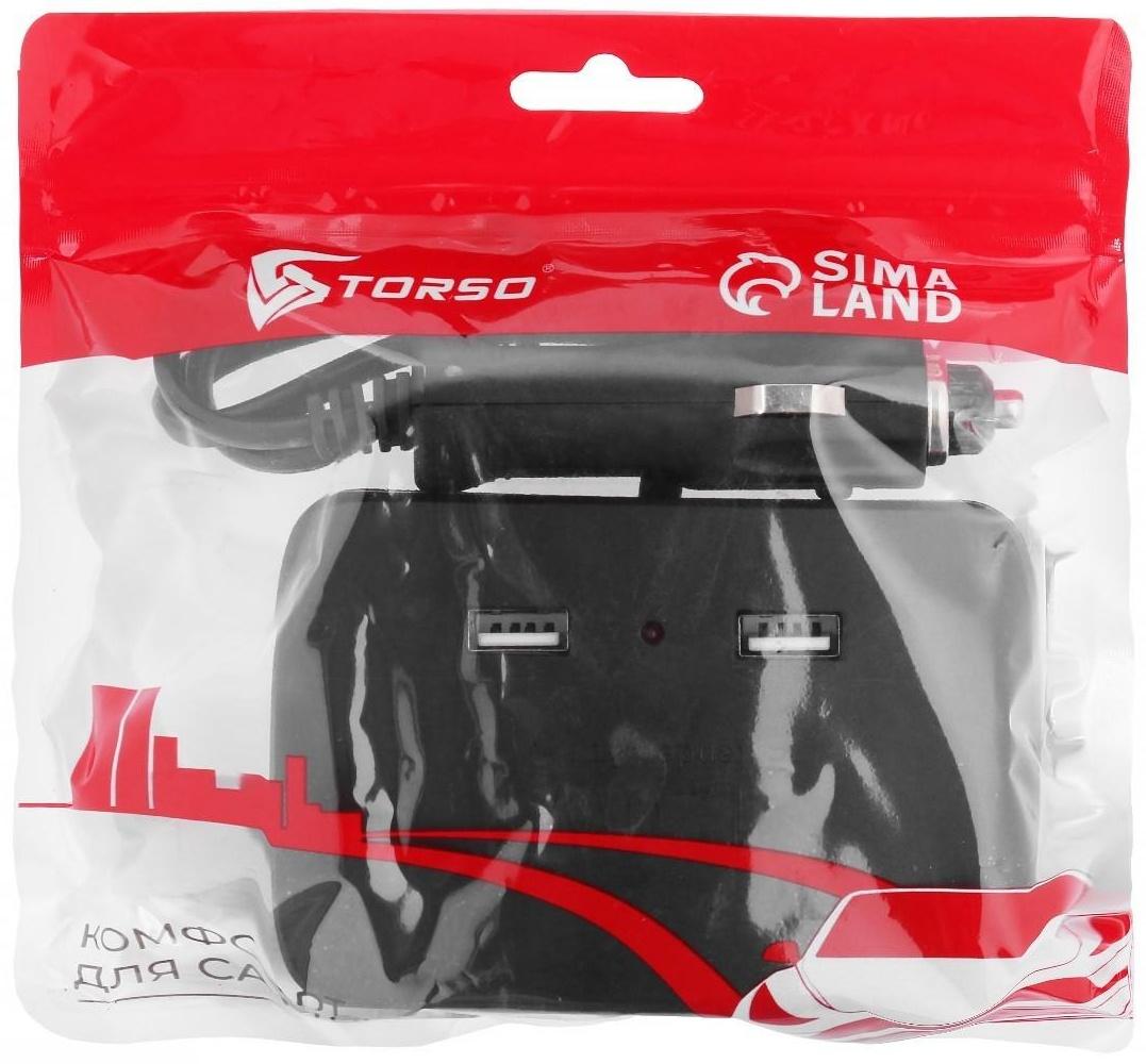 Разветвитель прикуривателя TORSO, 12-24 В, USB 1A, провод 50 см