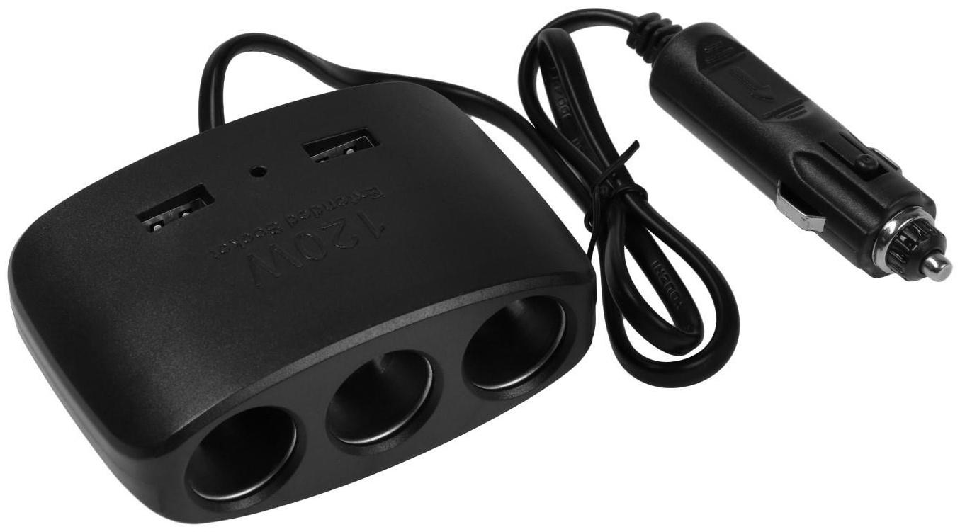 Разветвитель прикуривателя TORSO, 12-24 В, USB 1A, провод 50 см