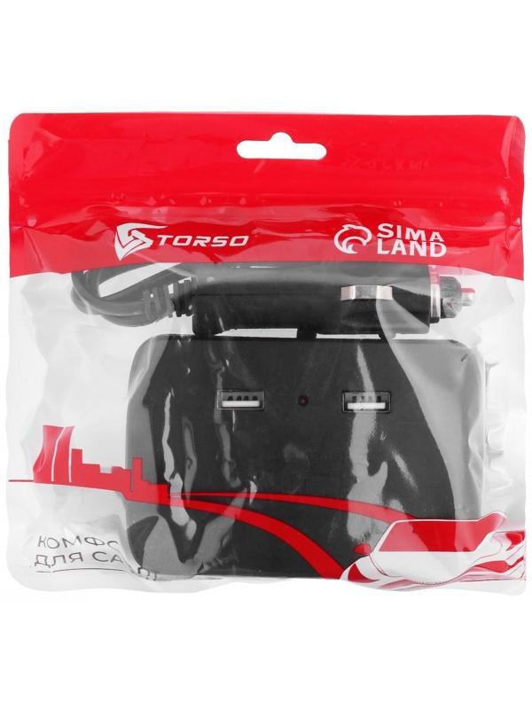 Разветвитель прикуривателя TORSO, 12-24 В, USB 1A, провод 50 см