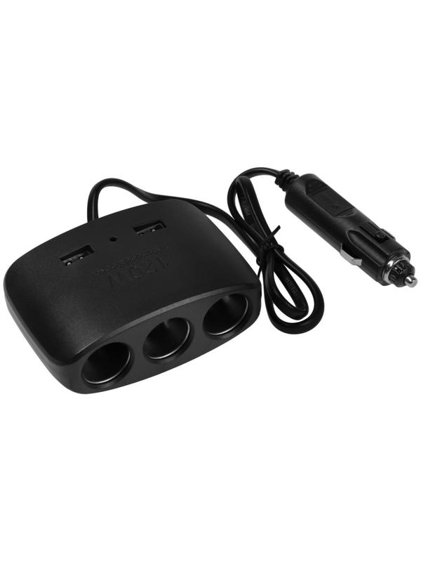 Разветвитель прикуривателя TORSO, 12-24 В, USB 1A, провод 50 см