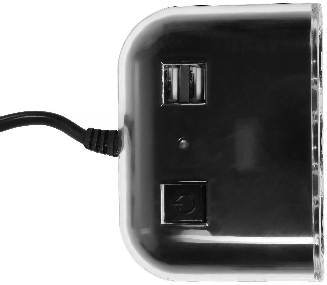 Разветвитель прикуривателя TORSO, 12-24 В, USB 2А, провод 50 см, подсветка