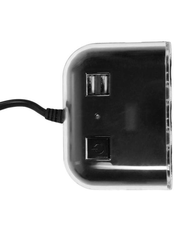 Разветвитель прикуривателя TORSO, 12-24 В, USB 2А, провод 50 см, подсветка