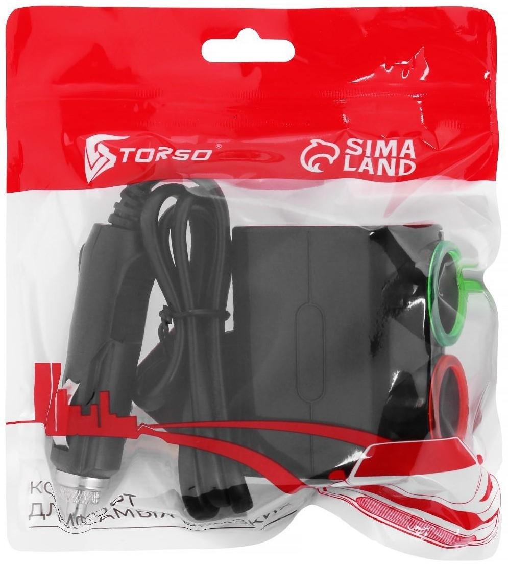 Разветвитель прикуривателя TORSO, 12-24 В, провод 50  см