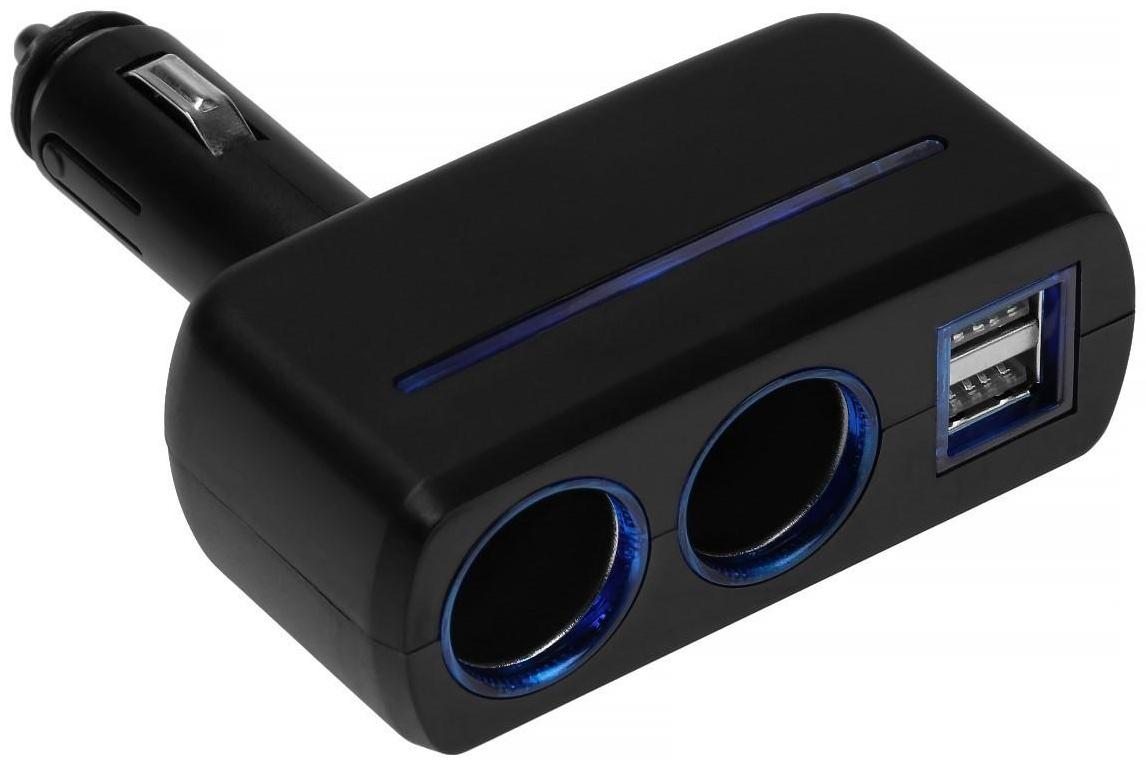 Разветвитель прикуривателя TORSO, 12-24 В, USB 2A, подсветка
