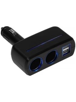 Разветвитель прикуривателя TORSO, 12-24 В, USB 2A, подсветка