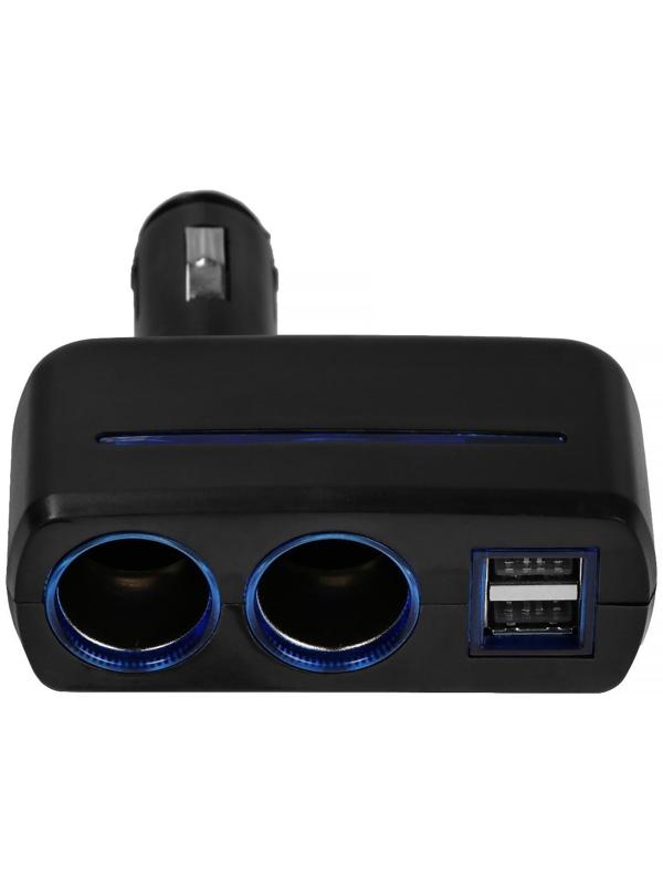 Разветвитель прикуривателя TORSO, 12-24 В, USB 2A, подсветка