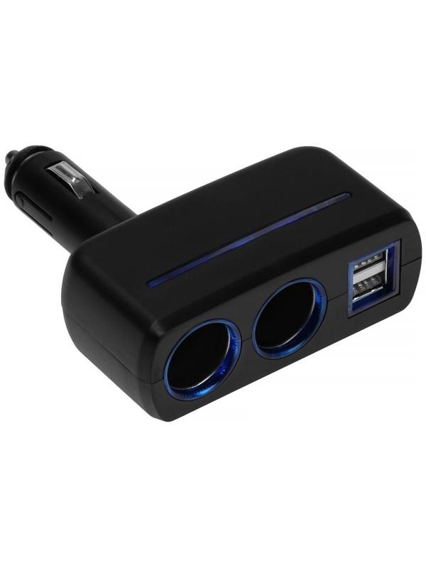 Разветвитель прикуривателя TORSO, 12-24 В, USB 2A, подсветка