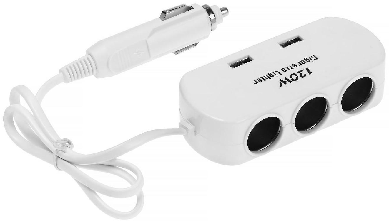 Разветвитель прикуривателя TORSO, 12-24 В, USB 2А, провод 40 см