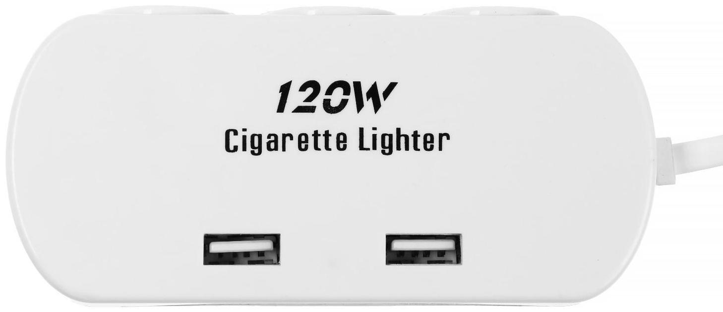 Разветвитель прикуривателя TORSO, 12-24 В, USB 2А, провод 40 см