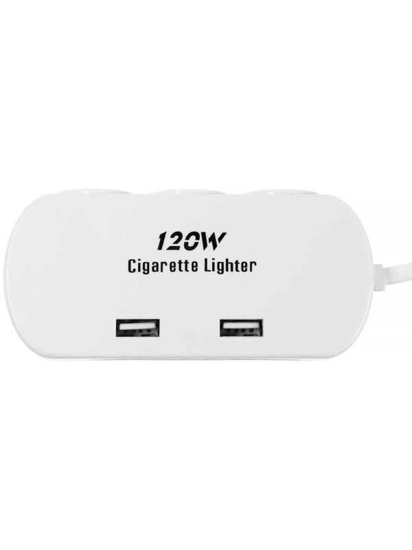 Разветвитель прикуривателя TORSO, 12-24 В, USB 2А, провод 40 см