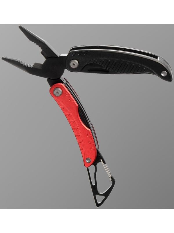 Мультитул 9в1 с карабином, красно-черный