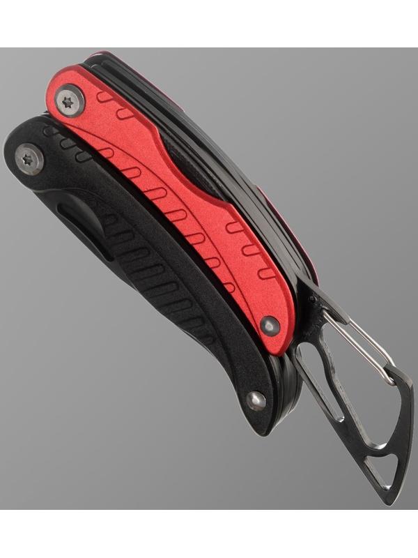 Мультитул 9в1 с карабином, красно-черный
