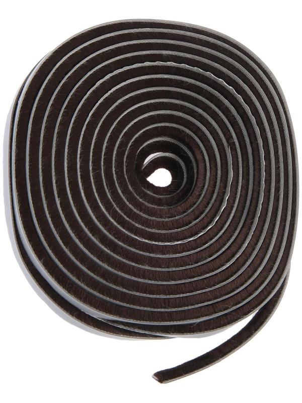 Уплотнитель щеточный самоклеящийся ТУНДРА, 7х6 мм, коричневый, 10 м.
