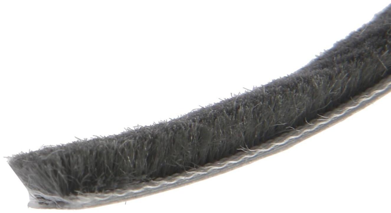 Уплотнитель щеточный самоклеящийся ТУНДРА, 9х5 мм, серый,10 м.