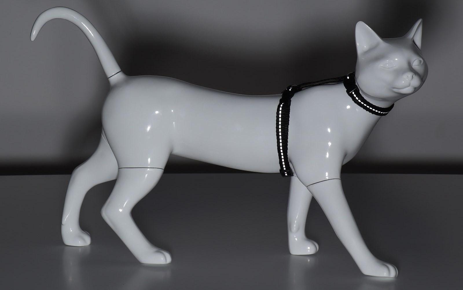 Шлейка для кошек, ширина 1 см, светоотражающий, ОШ 16,5-27 см, ОГ 21-35 см, чёрный