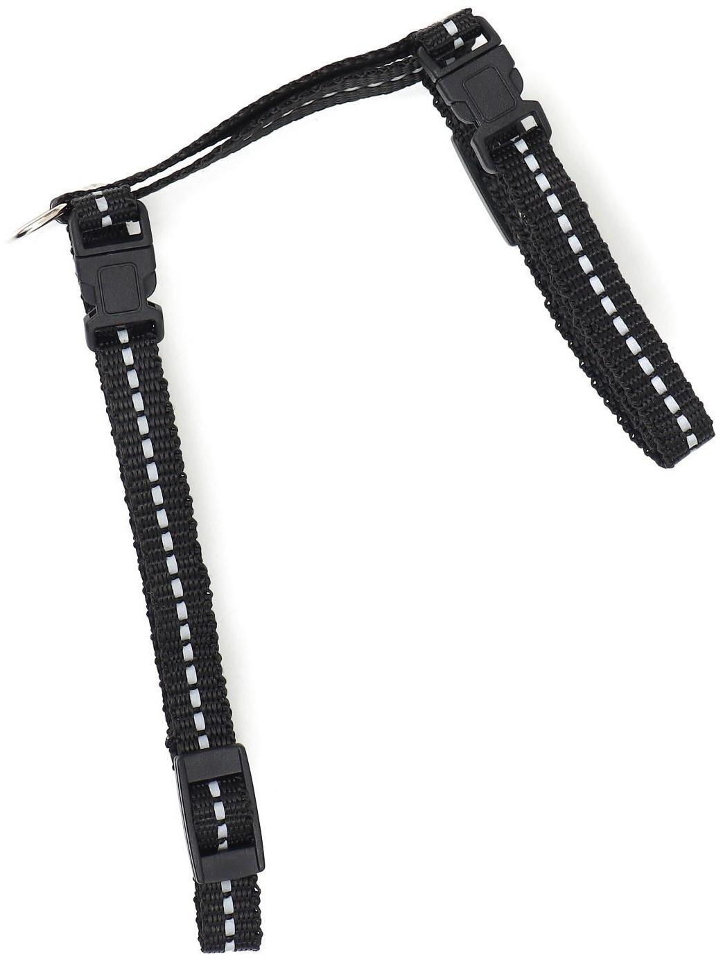 Шлейка для кошек, ширина 1 см, светоотражающий, ОШ 16,5-27 см, ОГ 21-35 см, чёрный