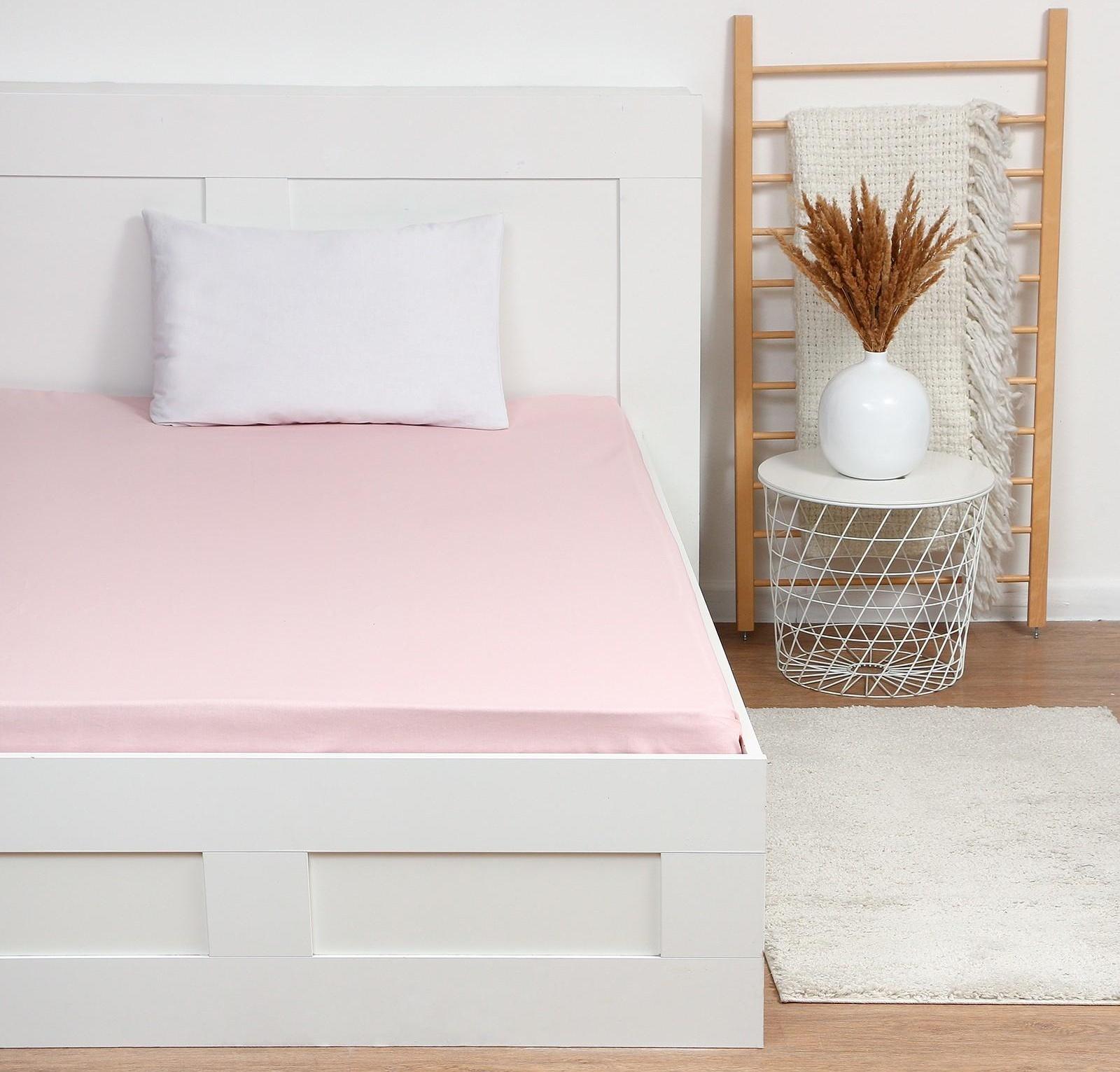 Простыня на резинке Этель 160*200*25, цв.розовый, поплин 125г/м2