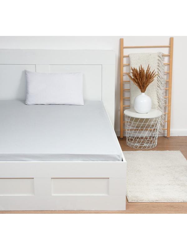 Простыня на резинке Этель 140*200*25, цв.серый, 100% хлопок, поплин 125г/м2