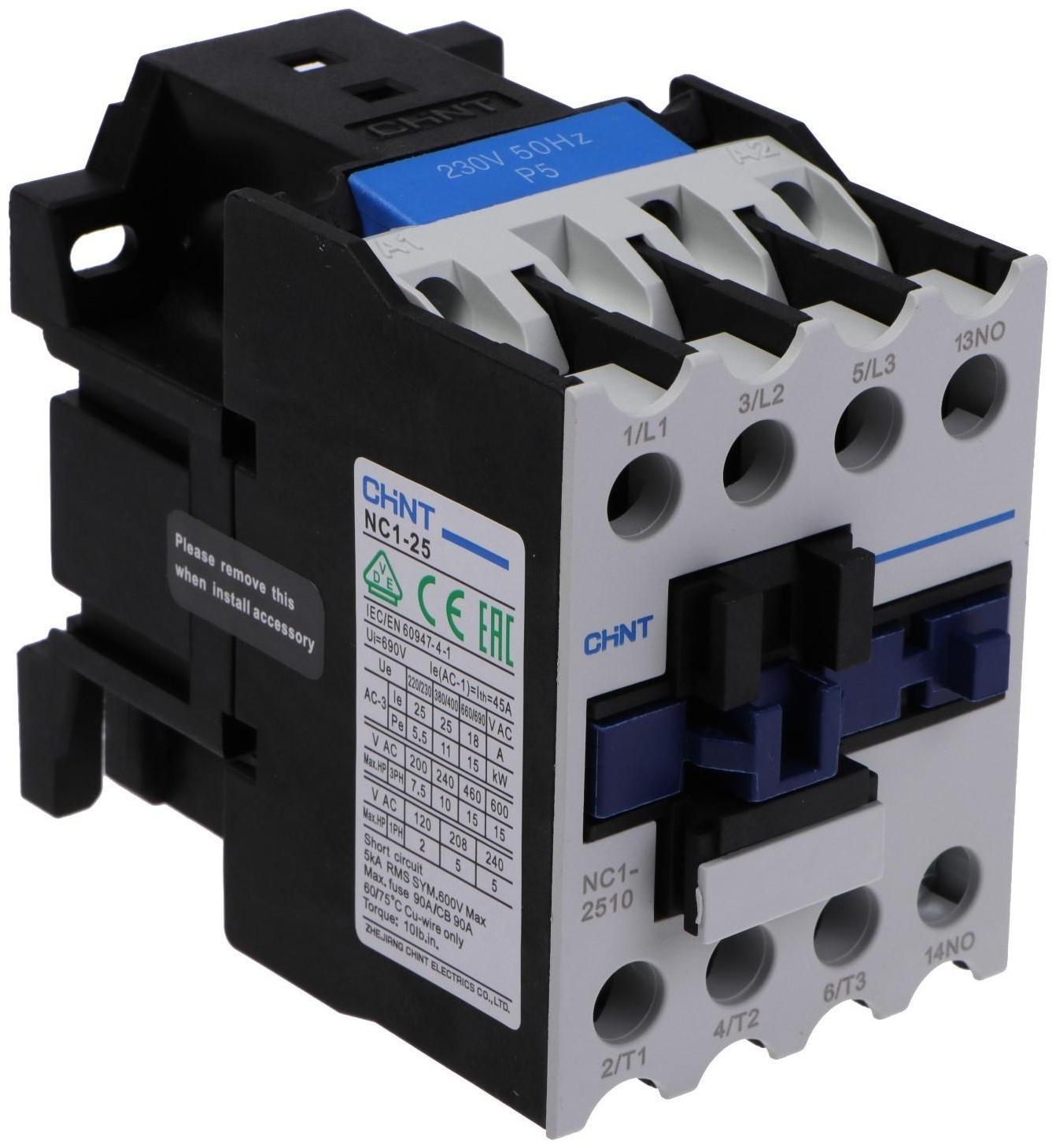 Контактор CHINT NC1-2510, 25 А, 1НО, 230 В