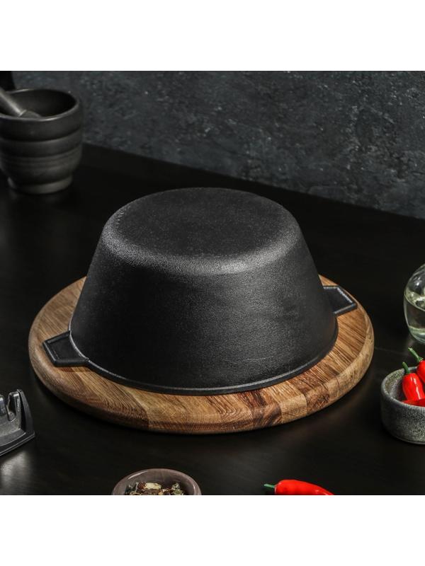 Кастрюля литая чугунная Magma, 2,5 л, стеклянная крышка