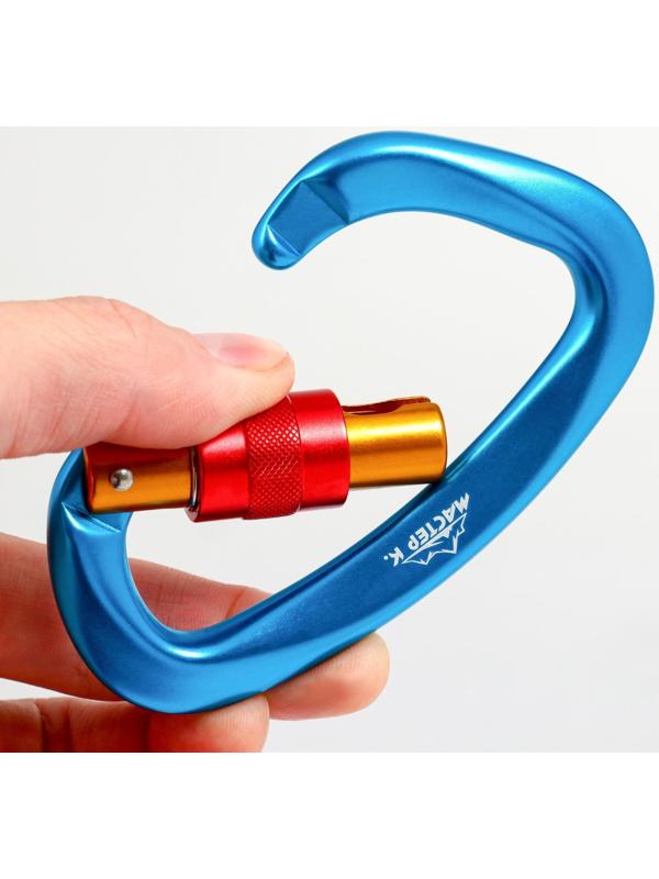 Карабин с муфтой, 10х6 см, 25 KN, голубой