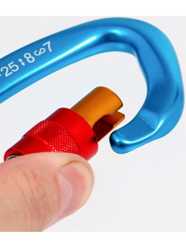 Карабин с муфтой, 10х6 см, 25 KN, голубой