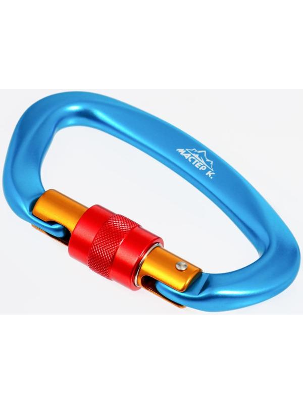 Карабин с муфтой, 10х6 см, 25 KN, голубой